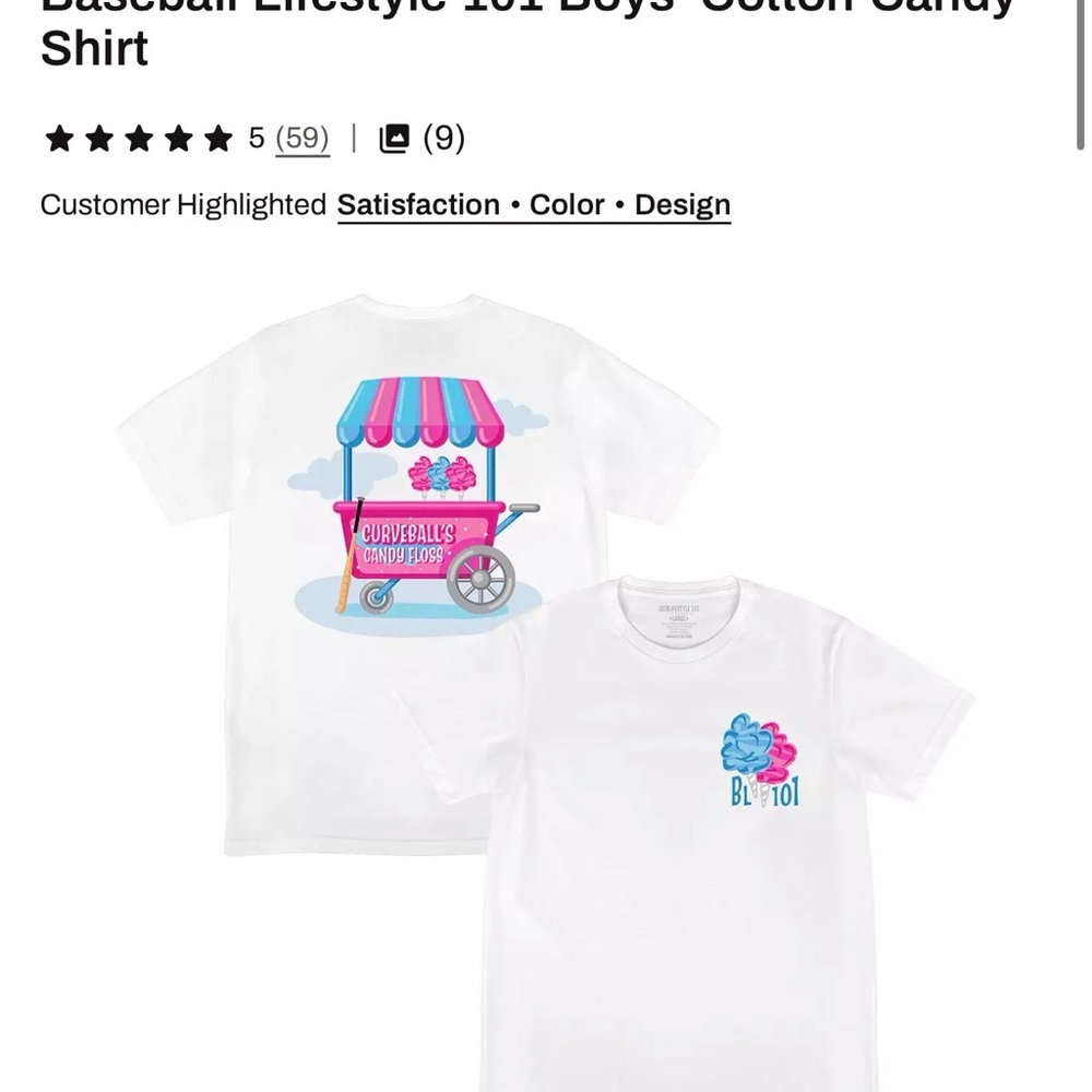 Baseball Lifestyle 101 Kids' White Cotton Candy Tee